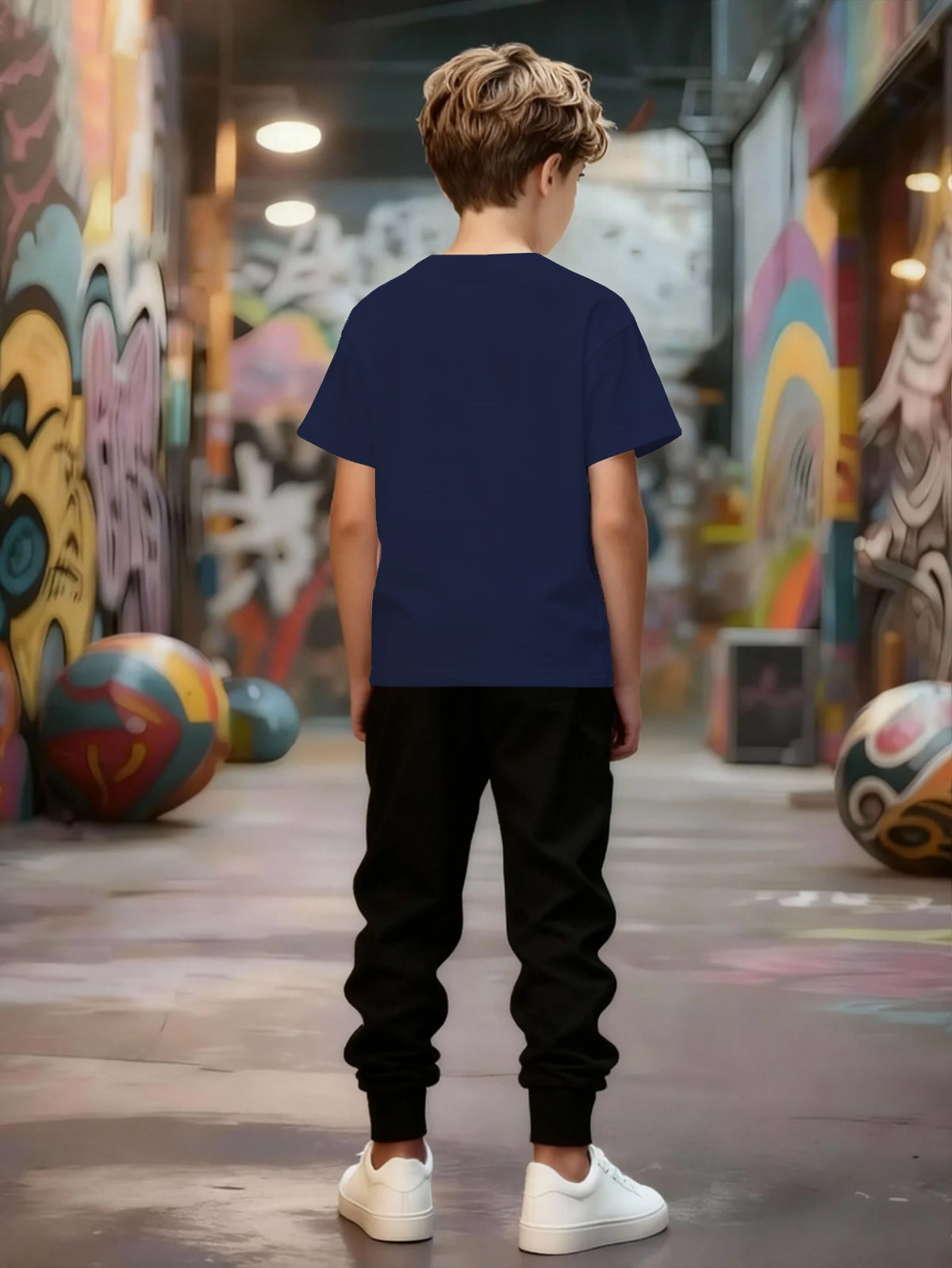 Boys' Casual Short Sleeve & Pants Set with Geometric Pattern