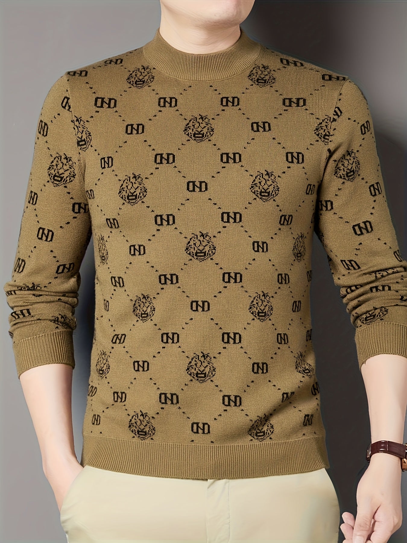 New Men'S Long-Sleeve Knitted Pullover for Autumn And Winter, Featuring Decorative Patterns on a Round-Neck Sweater. It'S a Casual And Stylish Piece That Pairs Well with Various Outfits, Perfect for Daily Wear During The Fall