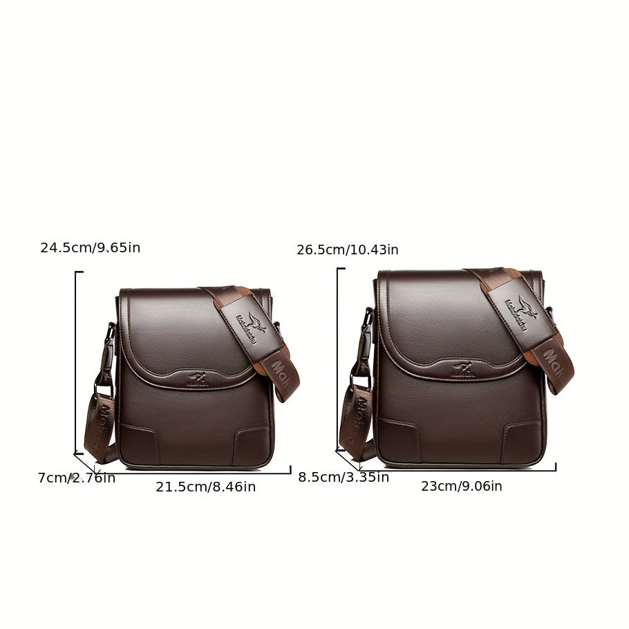 1pc KANDIDER Men's Fashion Crossbody Bag - Brown Vertical Shoulder Satchel with Adjustable Strap, Large Capacity for Business  Casual Travel
