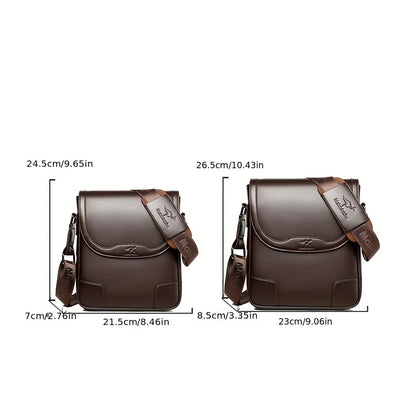 1pc KANDIDER Men's Fashion Crossbody Bag - Brown Vertical Shoulder Satchel with Adjustable Strap, Large Capacity for Business  Casual Travel