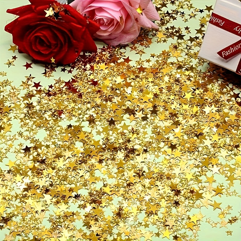 1200/2800pcs Sparkling Star-Shaped Confetti - Golden & Rose Golden Plastic Party Decorations for Halloween, Christmas, Weddings, Birthdays, Graduations, and Holiday Celebrations, Festive Table Decorations, Celebration Accesso