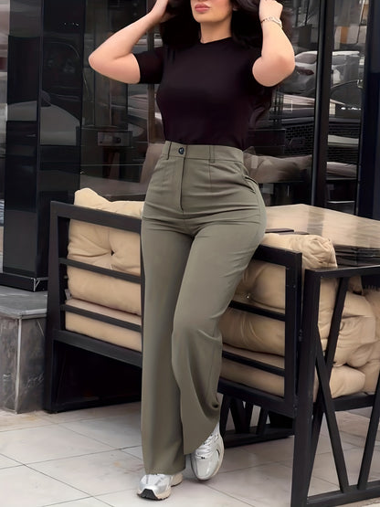 Women's Casual Slim-Fit Solid Color Long Pants