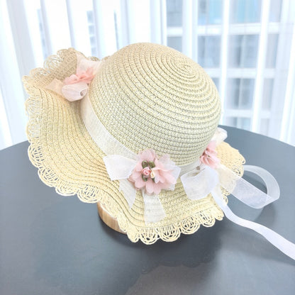 Foldable Solid Color Straw Bucket Hat for Outdoor Hiking & Travel