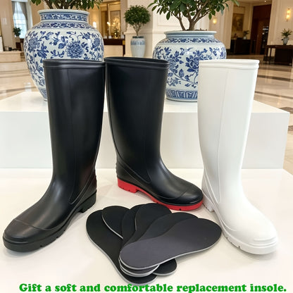 Unisex Tall Waterproof PVC Rain Boots with Non-Slip Soles