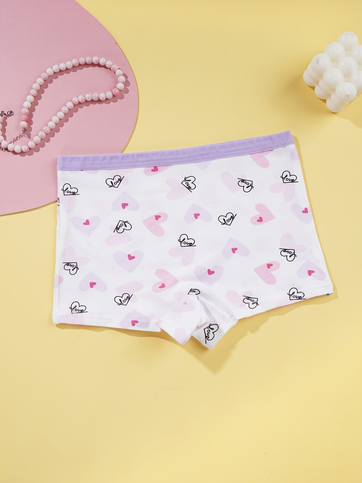 Girls' 10-Pack Cotton Boyshorts with Heart Print - Comfortable Everyda