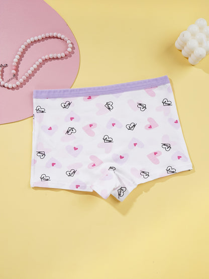 Girls' 10-Pack Cotton Boyshorts with Heart Print - Comfortable Everyda