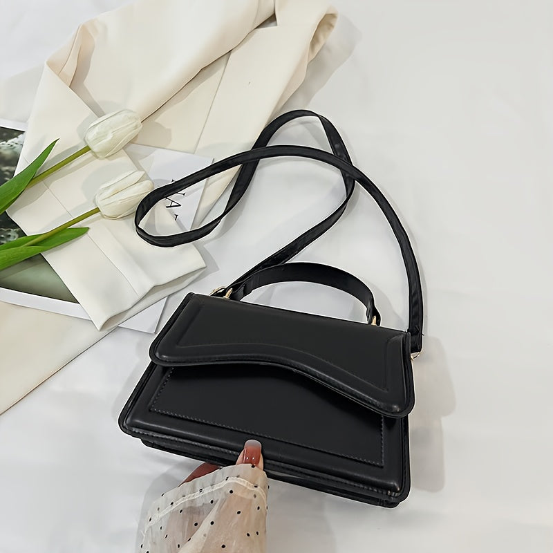 Fresh and trendy small square bag, one shoulder crossbody bag, youthful and sweet style, magnetic buckle closure bag, solid color, internet famous and popular bag