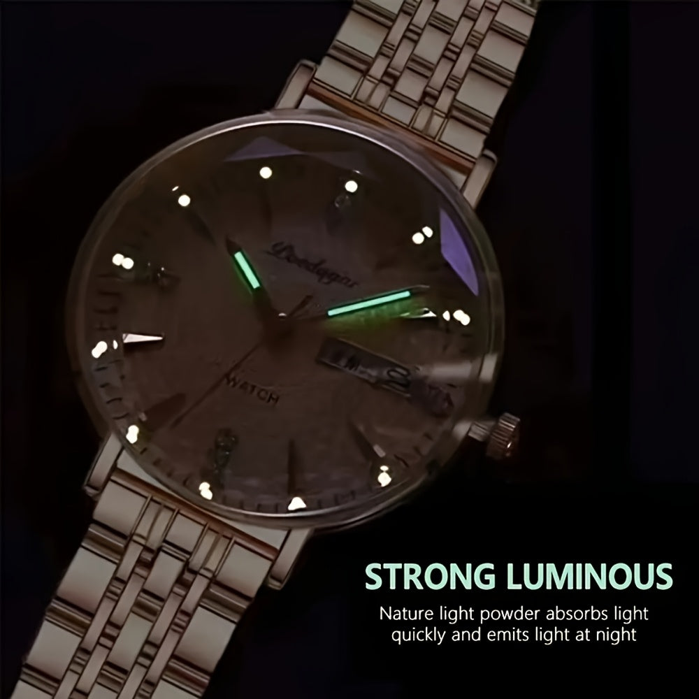 Elegant Women's Quartz Watch with Rose Gold Alloy Case