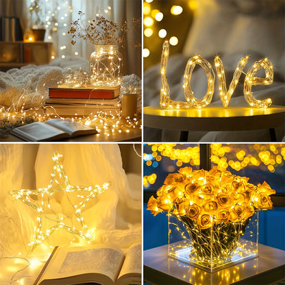 , USB LED string light, 100/50/30/10 LEDs, USB-Powered Christmas Tree & Fairy Lights, warm white, Ideal for Christmas, Halloween, Thanksgiving, wall decorations, autumn decorations, bedroom, living room, wedding, party, birth