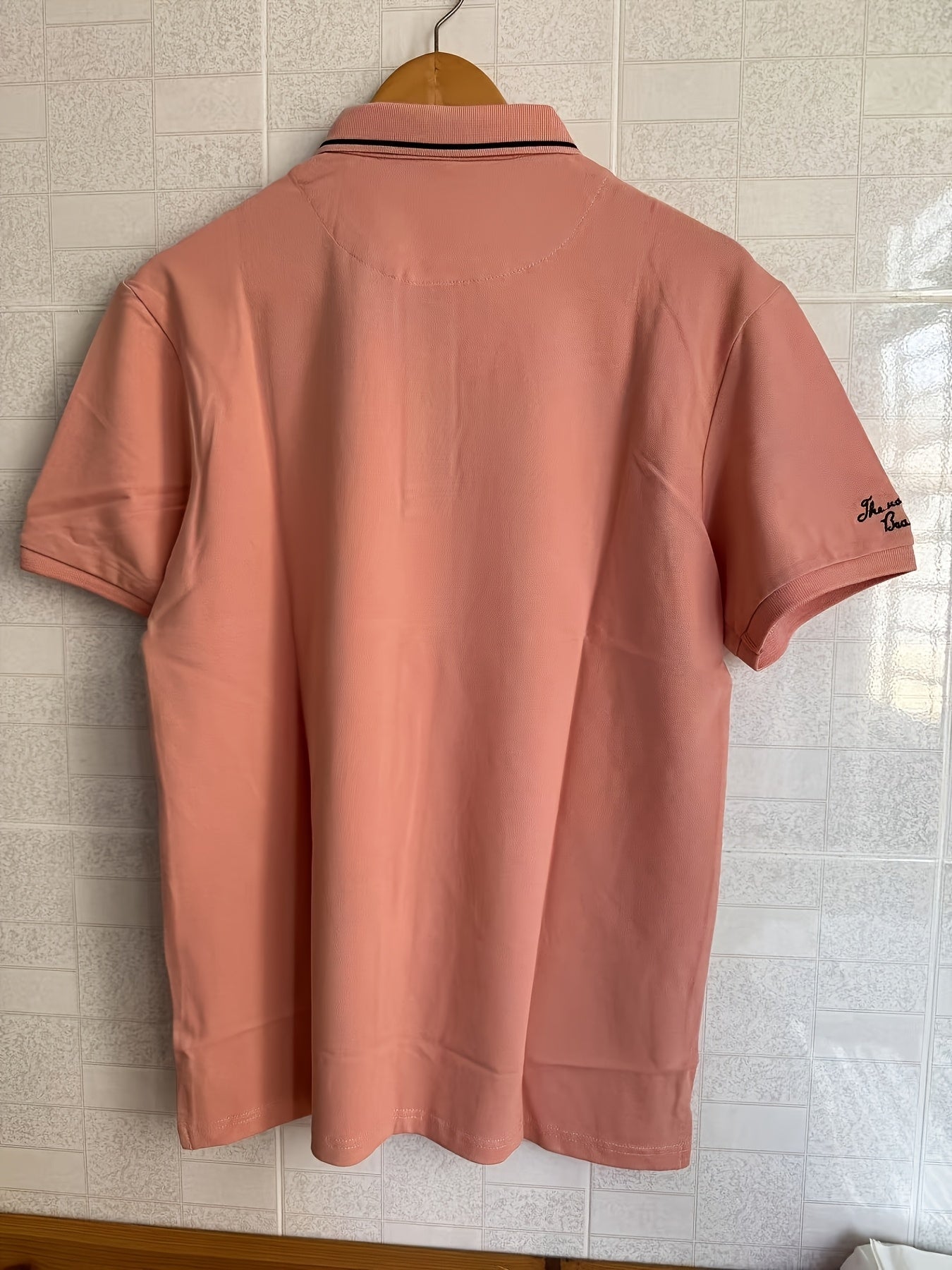 Men's Turn- Collar 95% Cotton 5 Spandex Embroidered T-Sshirt Short Sleeve Comfortable Breathability - ayq