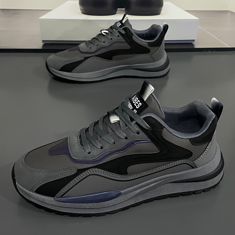 Men'S Lightweight Breathable Sneakers - Black  Gray Low-Top Lace-Up Shoes with Non-Slip PVC Sole, Durable Casual Sneakers for Running, Walking  Casual Attire, Running Shoes