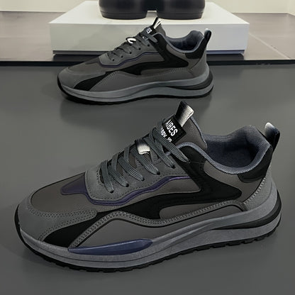 Men'S Lightweight Breathable Sneakers - Black  Gray Low-Top Lace-Up Shoes with Non-Slip PVC Sole, Durable Casual Sneakers for Running, Walking  Casual Attire, Running Shoes