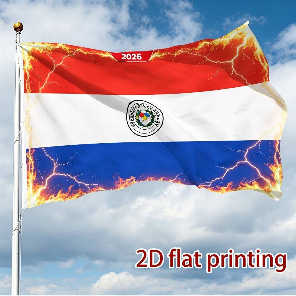 2D Flat Paraguay 2026 Football Fan Banner Polyester Flag