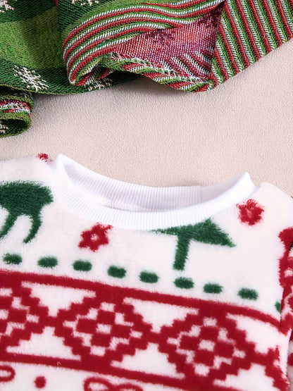 Children's Christmas Fashionable Autumn and Winter Flannel Suit Children's Warm New Two-piece Set