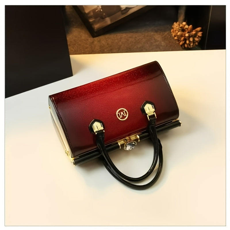 Vintage Red Crossbody Bag for Women with Rhinestone Detail