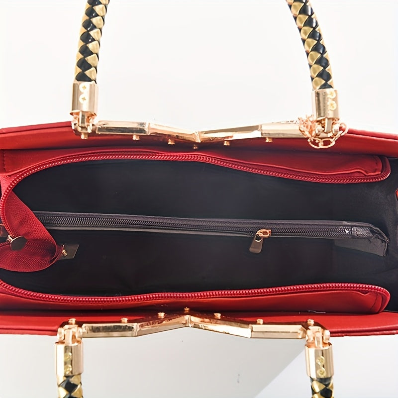 Elegant Large Capacity Black PU Crossbody and Handbag for Women