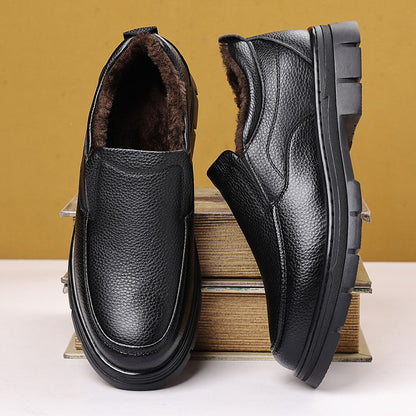 Men's Casual Leather Loafers with Warm Winter Interior