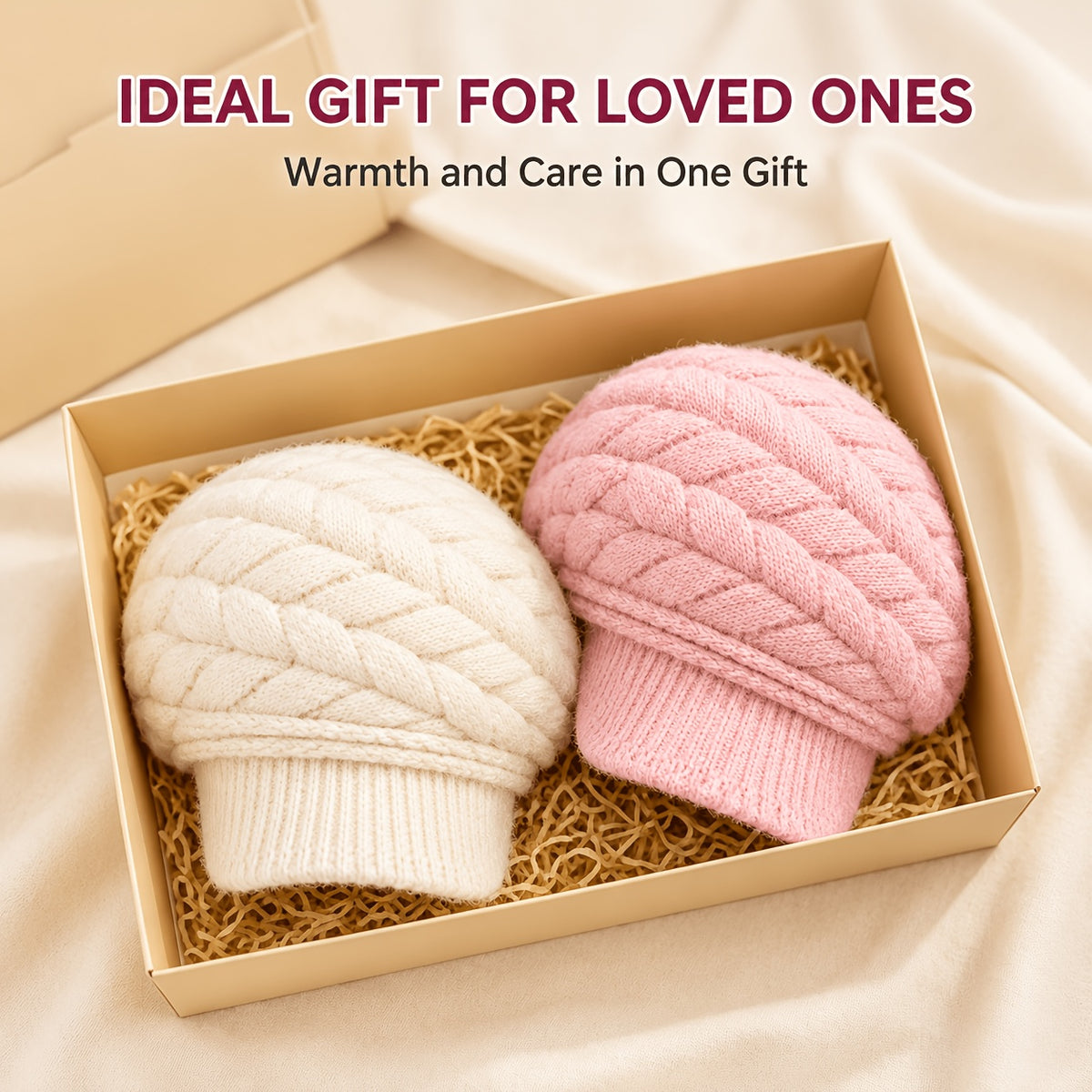 Women's Vintage Cable Knit Newsboy Hats with Sun Visor, Warm & Windpro