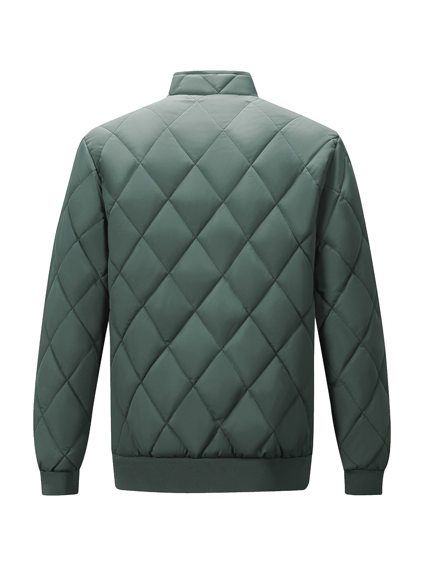 Men'S Lightweight Quilted Jacket - Solid Color Stand Collar Winter Coat with Pockets, Casual Regular Fit for Cold Weather, Versatile Outerwear, Durable Outerwear