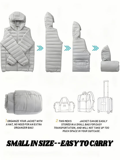 New Men'S Hooded Jacket, Thick And Warm Outerwear, Suitable for Outdoor Sports, Climbing, And Casual Wear in Winter. Features a Ribbed Design, Full Zipper Closure, And a Easy Yet Stylish Look