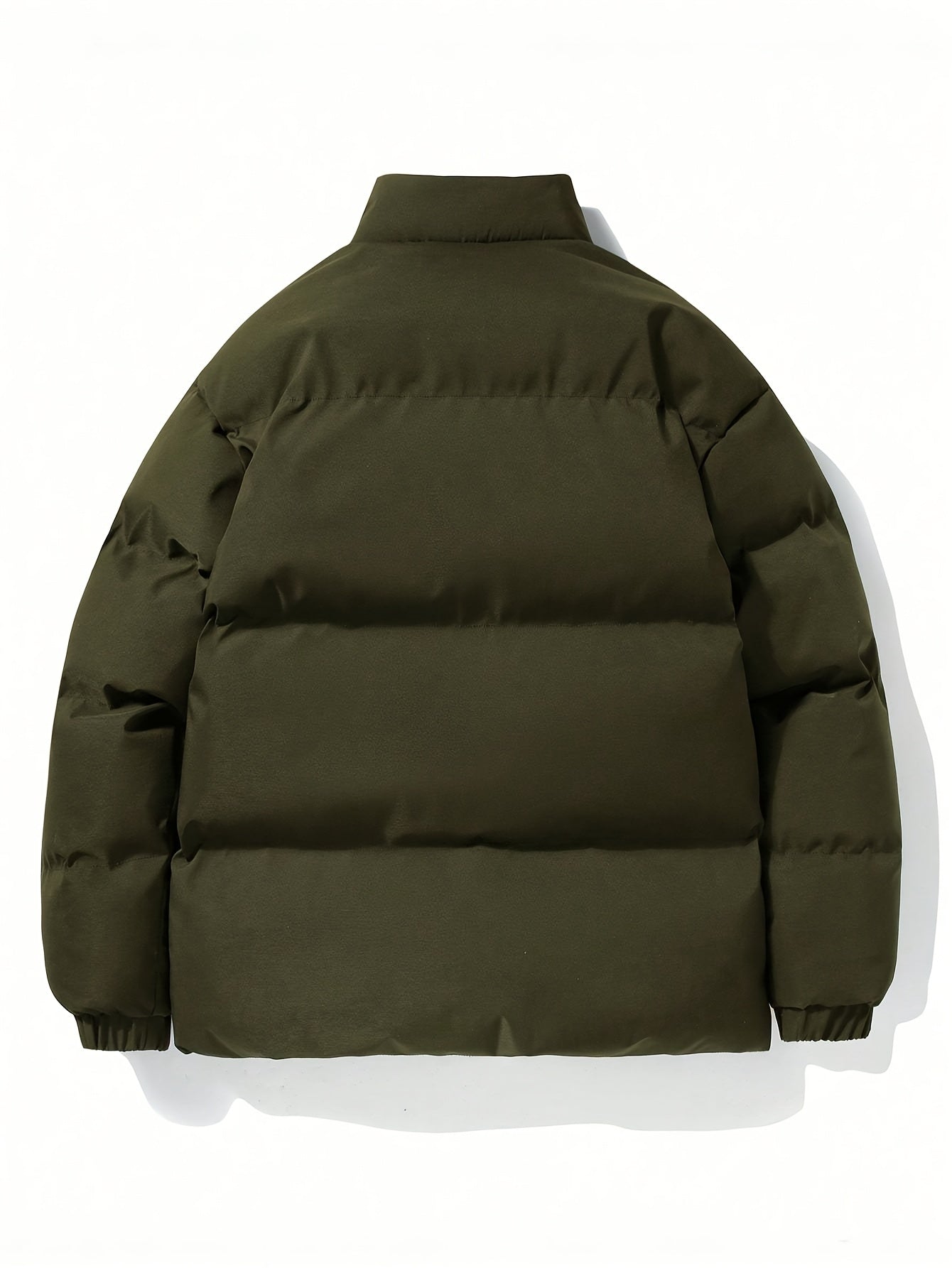 Yilong OBM Men's 2025 Fleece-Lined Winter Coat - Stand Collar Padded Insulation, Machine Washable Polyester, Solid Color Casual Jacket with Zipper Closure for Cold Weather, Winter Jacket, Outdoor Clothing, Minimalist Design,