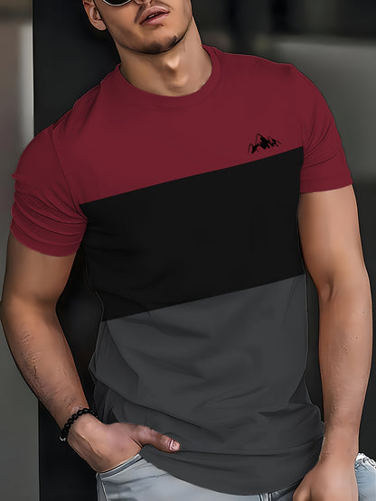 Men'S New Striped Quick-Dry T-Shirt, Featuring 3D Printing, a Round Neck, Mesh Fabric, Short Sleeves, Perfect for Casual Wear And Fitness.