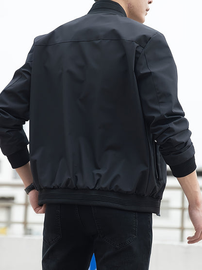 Men's Solid Color Business Jacket, Casual Stylish Outdoor Coat As Gift