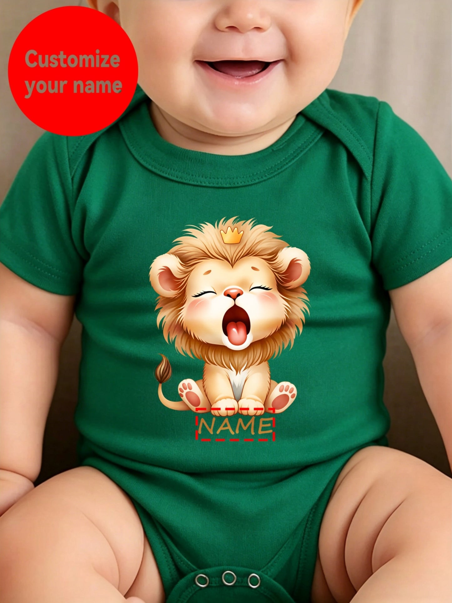 Baby Boy Cotton Jumpsuit with Lion Print, Summer Casual