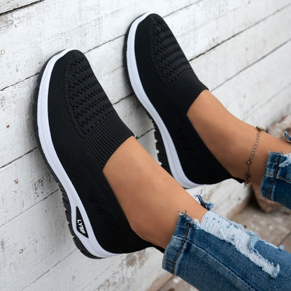 Women's Breathable White Slip-On Mesh Sneakers for Walking