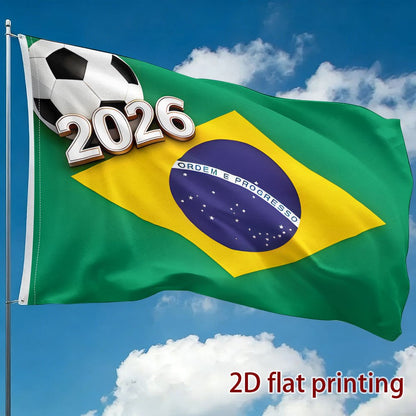 3-Color Football Fan Support Flag - Green Yellow Blue Polyester
