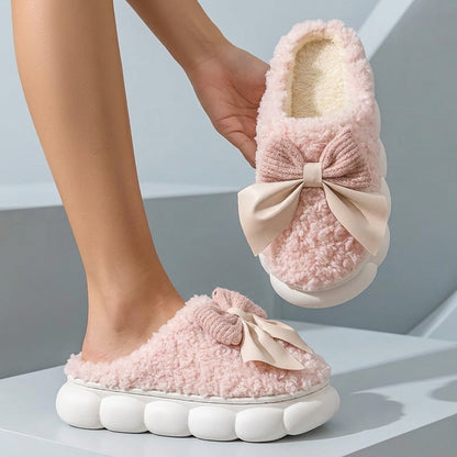 Women’s Plush Slip-On Slippers with Anti-Slip Thickened Soles