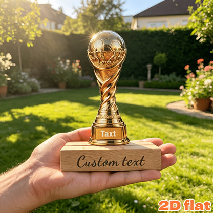 Golden Football Trophy Acrylic Ornament - Customizable Sports Gift