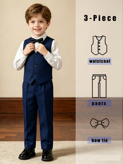 Boys' Gentleman's Vest Set with Pants and Bow Tie, Classic Style
