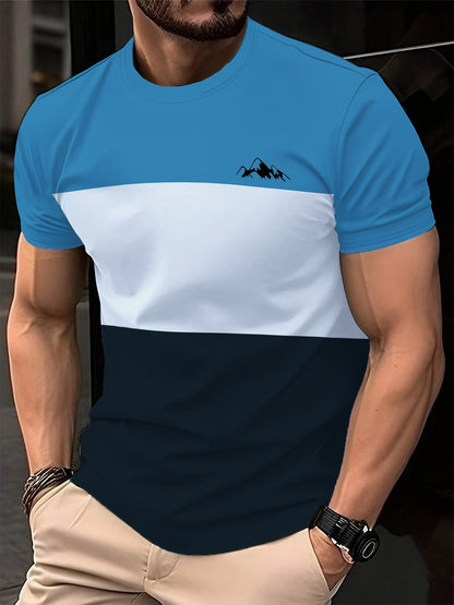 Men'S New Striped Quick-Dry T-Shirt, Featuring 3D Printing, a Round Neck, Mesh Fabric, Short Sleeves, Perfect for Casual Wear And Fitness.