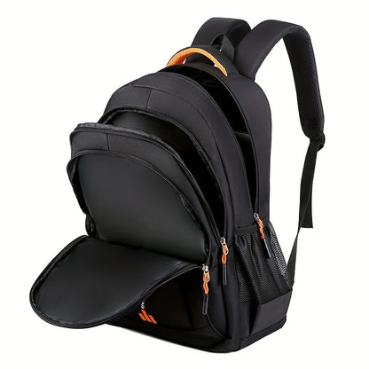 Unisex Large Capacity Travel Backpack - Durable Nylon Laptop Bag with Multiple Compartments, Business  Casual Style, Black with Green Accents, 60.96cm x 40.64cm x 8, Backpack for Travel