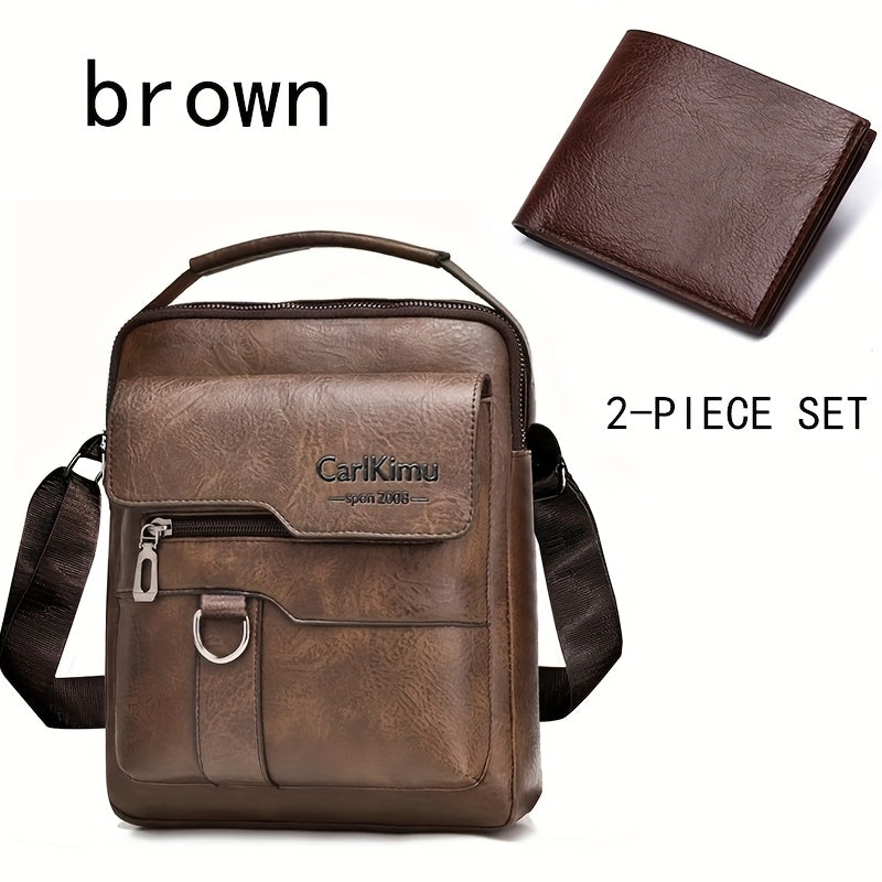 New Men's shoulder bag fashion leisure bag small satchel vertical handbag business Men's diagonal bag [zipper direction random]