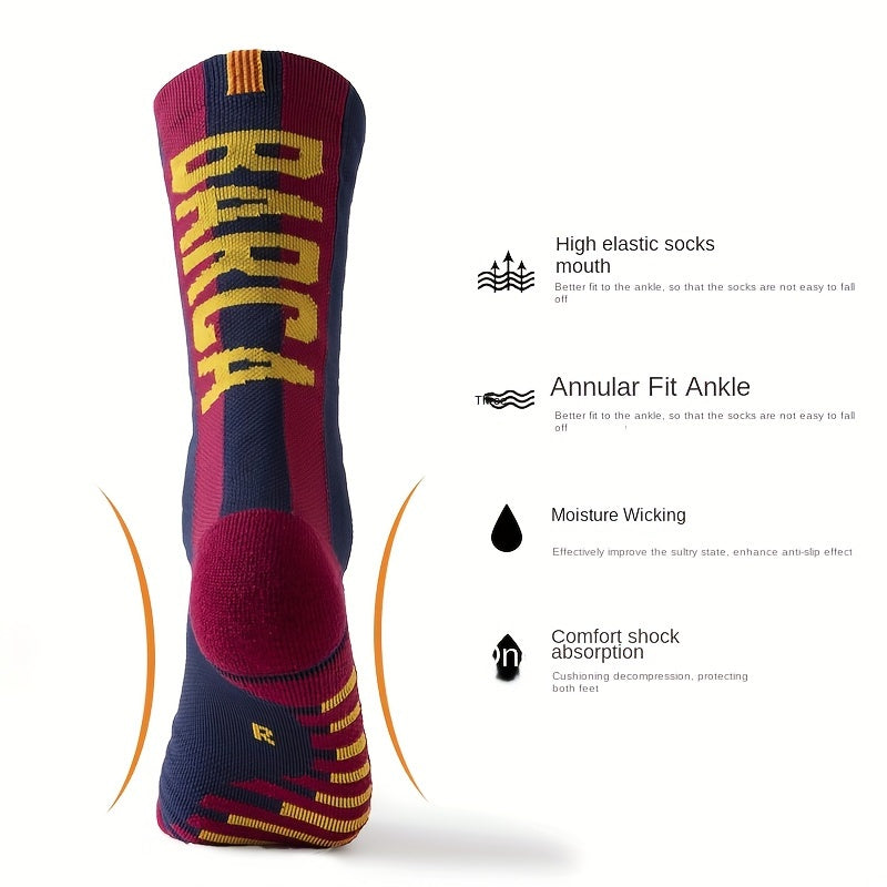 Men's Mid-Length Football Socks with Anti-Slip Grip