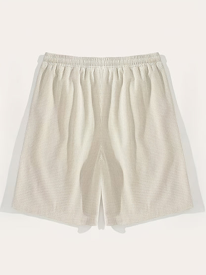 Men's Athletic Waffle Shorts with Drawstring Waist and Pockets