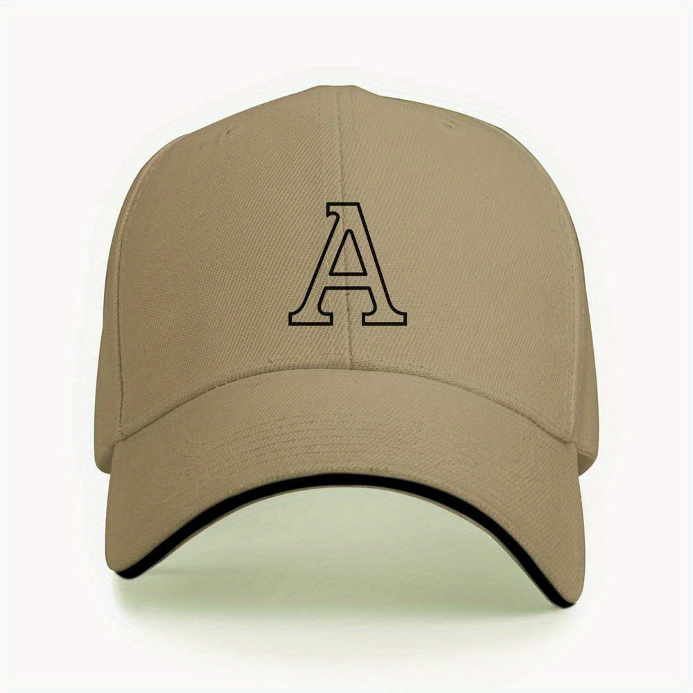 Lightweight Sports Baseball Cap with Ornate Letter A Print