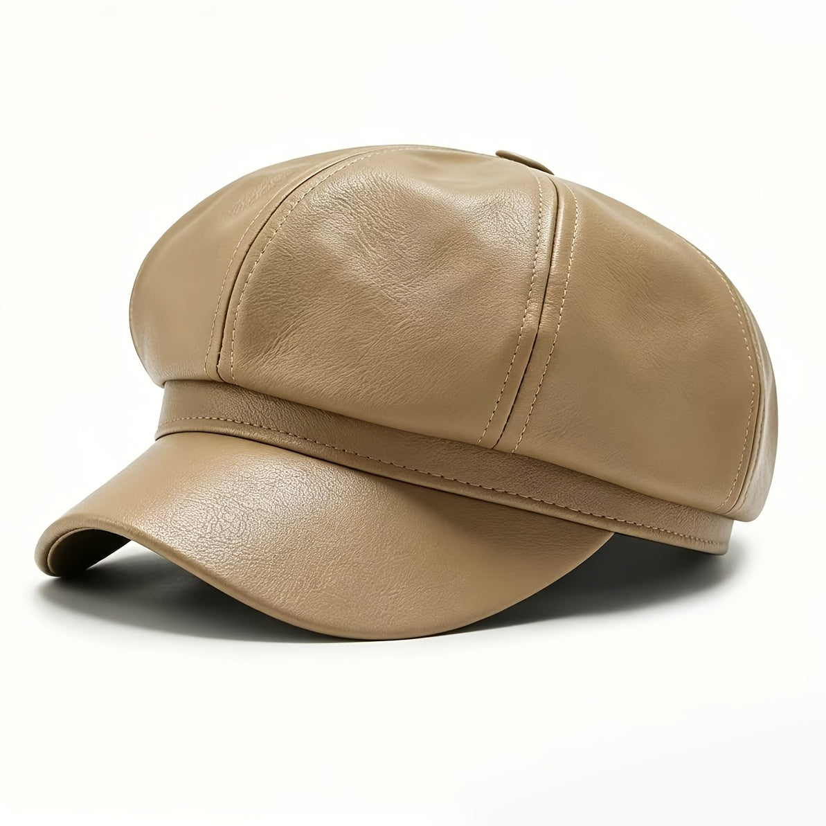 Vintage Unisex Octagonal Painter's Hat - PU Leather Newsboy Cap