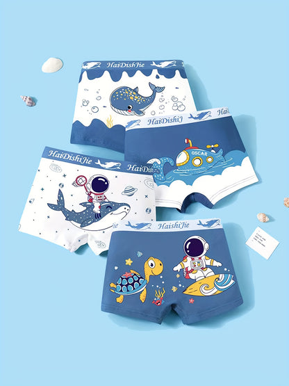 Toddler Boys Cartoon Boxer Briefs 4-Pack, Soft Cotton Blend