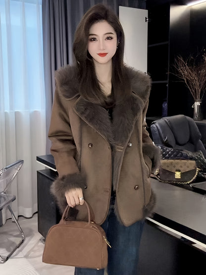 Women'S Winter Coat - Elegant Fur-like Exterior, Luxury Cold Weather Jacket, Easy-Care Outerwear for Everyday & Formal Events, Sophisticated Women'S Outerwear, Ladies Winter Coats, Formal Event Attire, Plush Texture, Durable