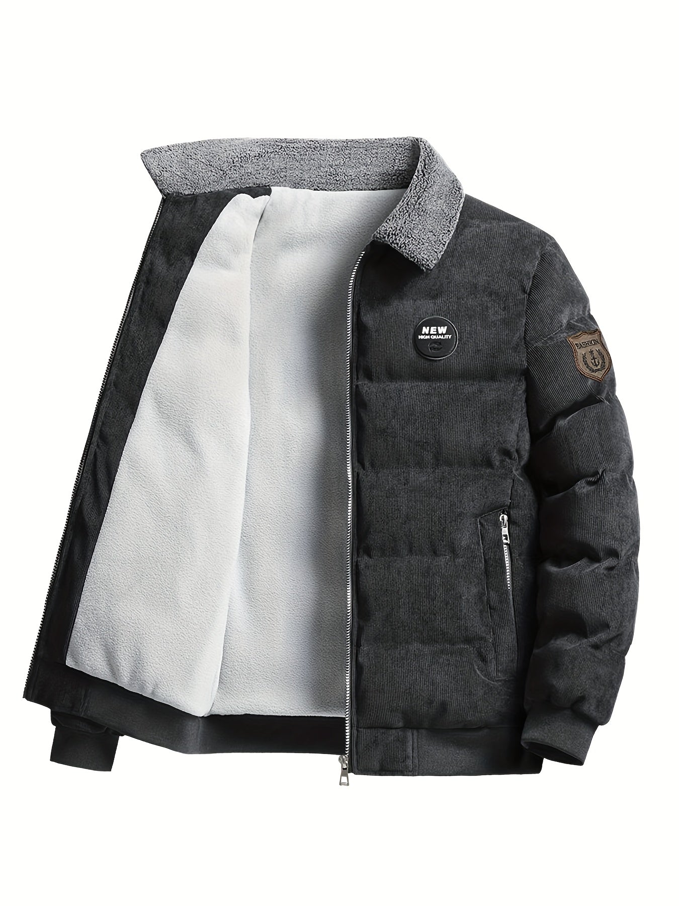 Men'S Heavyweight Winter Coat - Thick Insulated Jacket with Zipper Closure, Formal & Casual Outerwear for Cold Weather, Travel, Everyday - Black/Tan, Polyester Lining, Non-Stretch Fabric, Travel Clothing, Classic Design, Dura