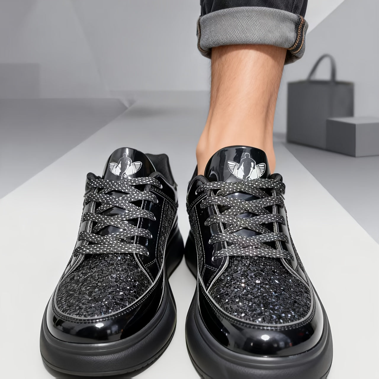 Unisex All-Season Jianbu Ningyu Fashion Lace-Up Flash Men's Casual Sneakers, Spring Comfortable Soft Thick-Soled Special Offer Men's Skate Shoes, Spring/Autumn Low-Price Men's Running Shoes, All-Season Trendy Versatile Unisex