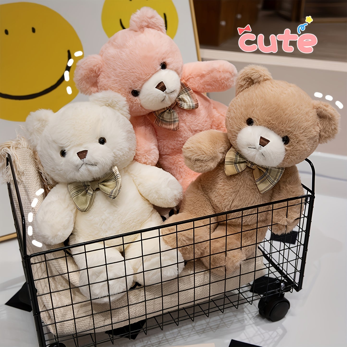 30cm/11.81in Teddy Bear Plush with Bow Tie Ribbon - // Kawaii, Huggable Cuddly Bear for Valentine's Gift, Birthday Present for &, Decor, Collectible Teddy Bear for &
