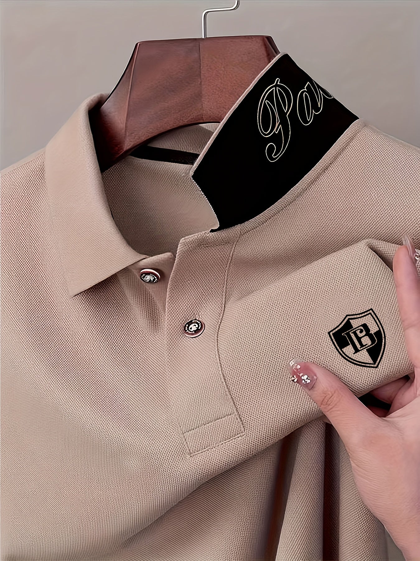 Men'S Fashion Short-Sleeve POLO Shirt | Contrast Rib-Knit Collar with 3D High-Frequency Print | Casual Style, Regular Fit, Summer Season - ayq