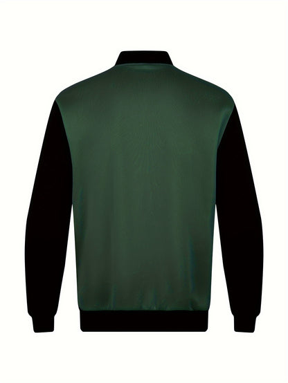 Men's Letter Print Contrast Color Baseball Jacket