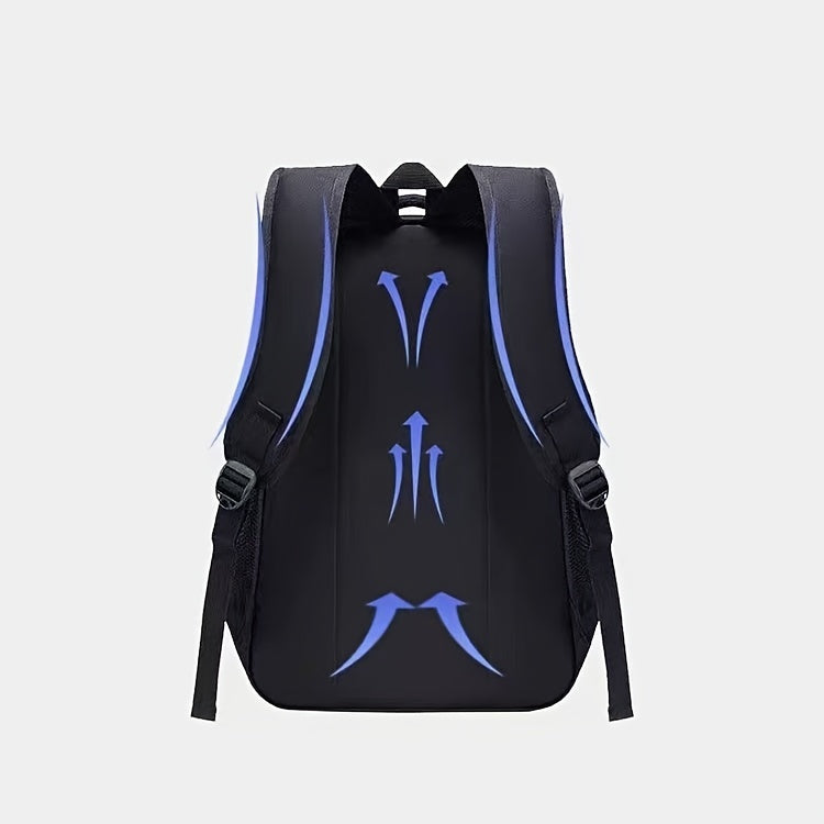 Stylish Black Nylon Backpack - Lightweight, High Quality, Large Capacity with Laptop Compartment, Adjustable Straps  Mesh Pockets for School, Travel, and Work