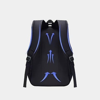 Stylish Black Nylon Backpack - Lightweight, High Quality, Large Capacity with Laptop Compartment, Adjustable Straps  Mesh Pockets for School, Travel, and Work