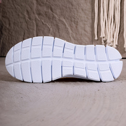 Women's Breathable Knit Sneakers - Lightweight, Lace-Up Casual Shoes with EVA Sole, Available in Brown, Purple, Orange, and Yellow Gradient - Stylish All-Season Footwear, Ladies Sneakers